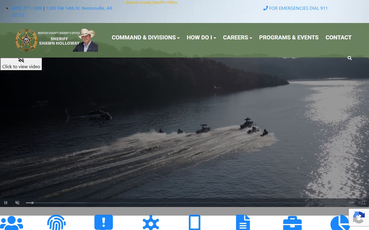 Benton County Sheriff's Office homepage with inmate roster and jail links
