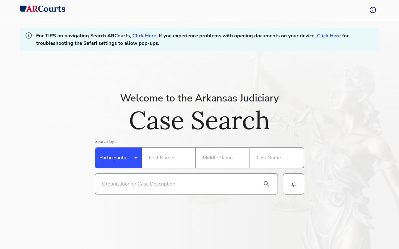 Benton County court records after arrest search in Arkansas Judiciary portal